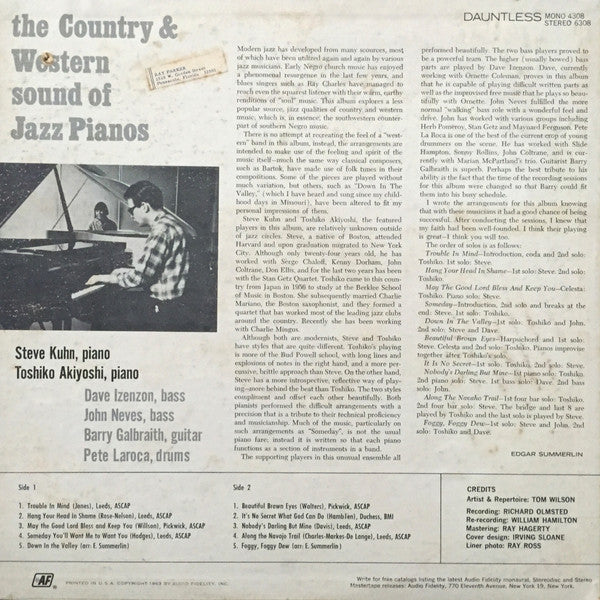 Kuhn, Steve & Toshiko Akiyoshi - The Country & Western Sound Of Jazz Pianos (VG) (Vinyl LP)