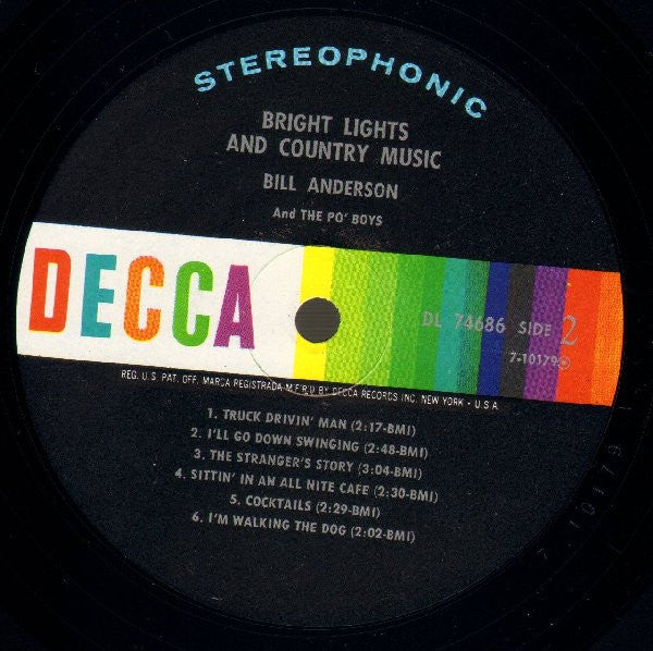 Anderson, Bill And The Po' Boys - Bright Lights And Country Music (Vinyl, VG) (Vinyl LP)