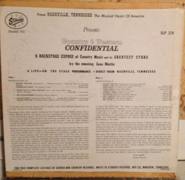 Martin, Gene - Country & Western Confidential (A Backstage Expose) (VG+) (Vinyl LP)