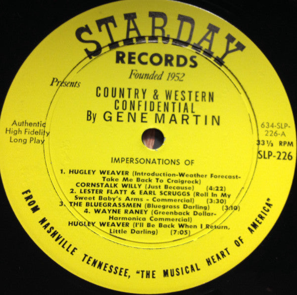 Martin, Gene - Country & Western Confidential (A Backstage Expose) (VG+) (Vinyl LP)