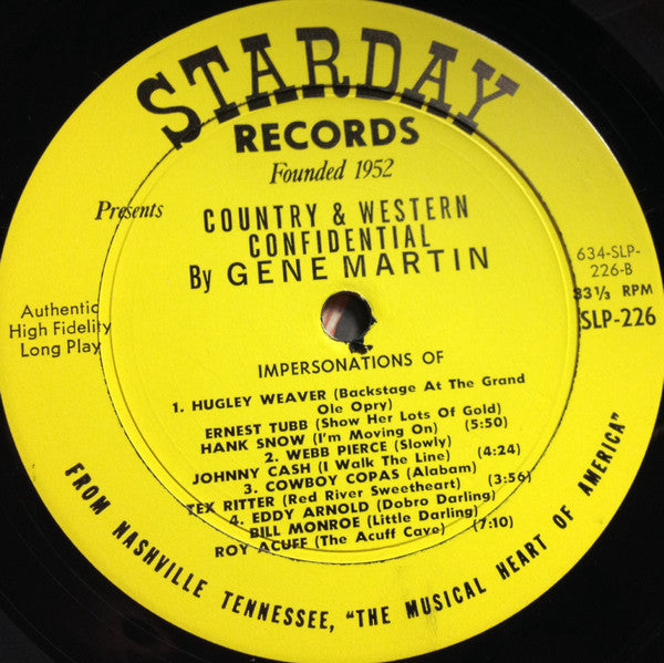 Martin, Gene - Country & Western Confidential (A Backstage Expose) (VG+) (Vinyl LP)