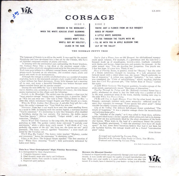 Petty, Norman Trio - Corsage (VG+) (Vinyl LP)