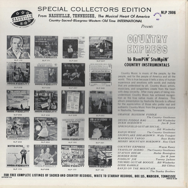 Various - Country Express - 16 Rompin' Stompin' Country Instrumentals (VG) (Vinyl LP)
