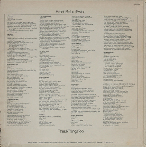 Pearls Before Swine - These Things Too (VG) (Vinyl LP)