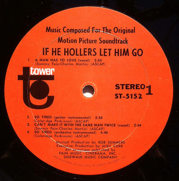 If He Hollers, Let Him Go (Music Composed For The Original Motion Picture Soundtrack) (VG) (Vinyl LP)