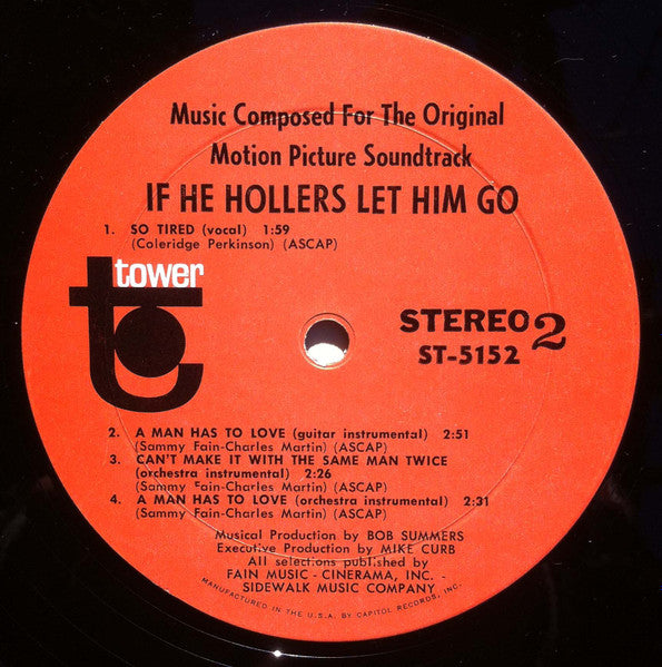 If He Hollers, Let Him Go (Music Composed For The Original Motion Picture Soundtrack) (VG) (Vinyl LP)