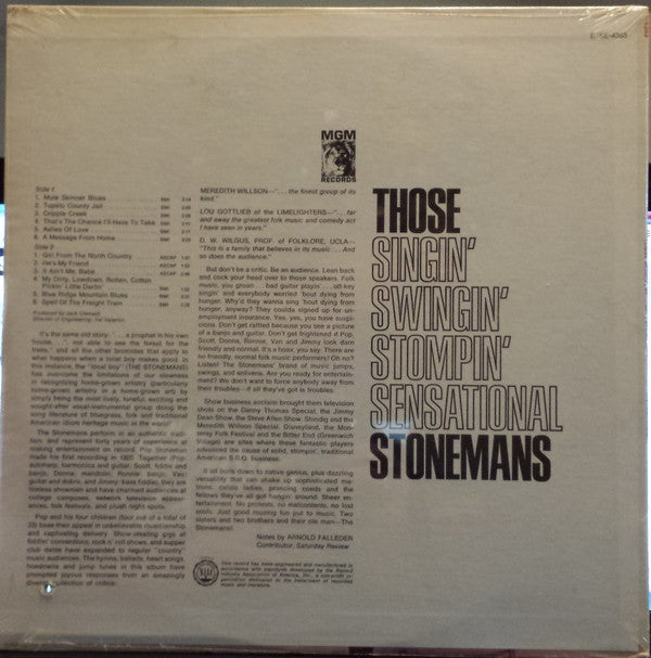 Stonemans - Those Singin' Swingin' Stompin' Sensational  Stonemans (Vinyl, VG) (Vinyl LP)