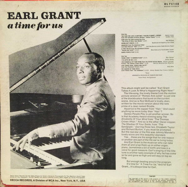 Grant, Earl - A Time For Us (VG+) (Vinyl LP)