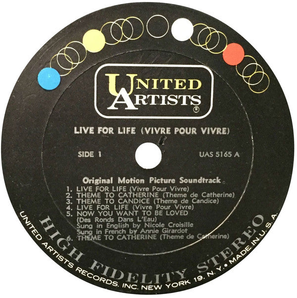 Live For Life = Vivre Pour Vivre (Original Motion Picture Soundtrack) (Vinyl, VG+) (Vinyl LP)