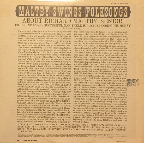 Maltby, Richard & His Orchestra - Maltby Swings Folksongs (VG+) (Vinyl LP)