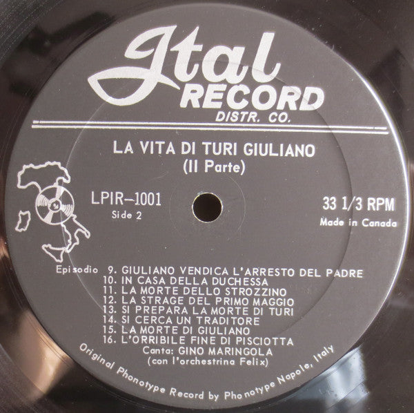Maringola, Gino - La Vita Di Turi Giuliano (VG) (Vinyl LP)