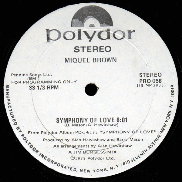 Brown, Miquel - Symphony Of Love (NM or M-) (Vinyl LP)