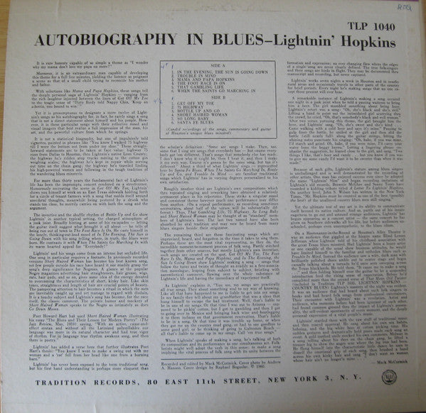 Hopkins, Lightnin - Autobiography In Blues (Vinyl, VG+) (Vinyl LP)
