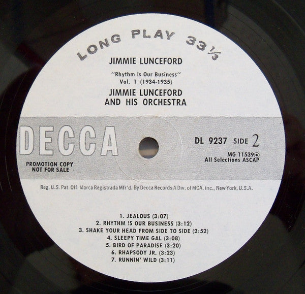 Lunceford, Jimmie And His Orchestra - Rhythm Is Our Business (Vol. 1 1934-1935) (VG+) (Vinyl LP)