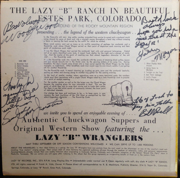Lazy B Wranglers - The Lazy "B" Wranglers Sing Songs Of The Old West (VG) (Vinyl LP)