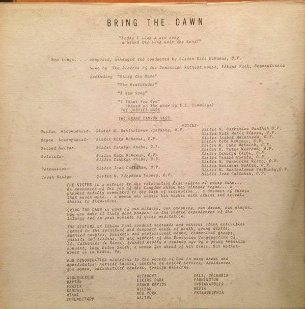 McManus O.P., Sister - Bring The Dawn (VG+) (Vinyl LP)