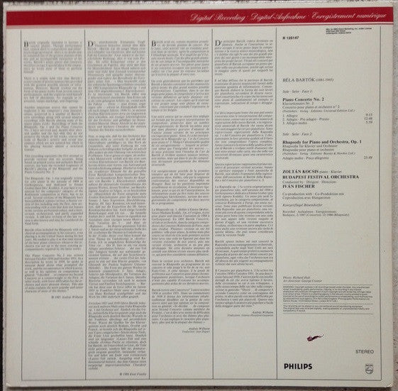 Bartok / Zoltan Kocsis / Budapest Festival Orchestra / Ivan Fischer - Piano Concerto No. 2 / Rhapsody For Piano And Orchestra, Op. 1 (Vinyl, M) (Vinyl LP)