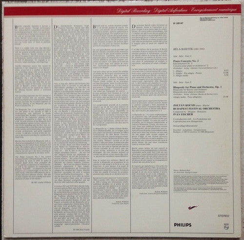 Bartok / Zoltan Kocsis / Budapest Festival Orchestra / Ivan Fischer - Piano Concerto No. 2 / Rhapsody For Piano And Orchestra, Op. 1 (Vinyl, M) (Vinyl LP)