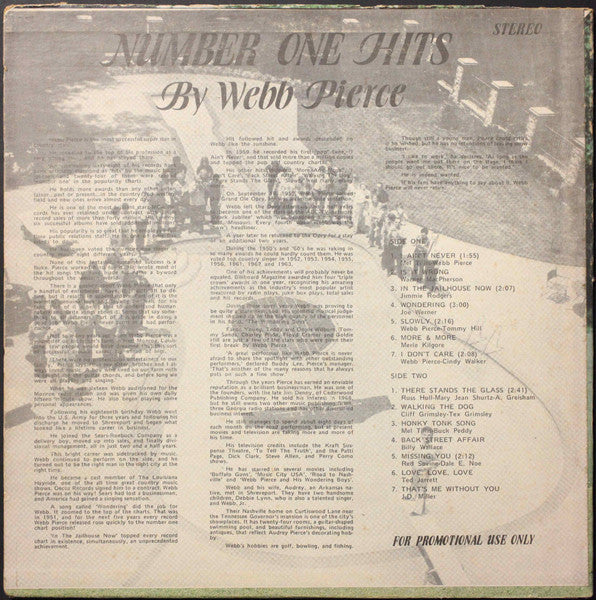 Pierce, Webb - Number One Hits (VG) (Vinyl LP)