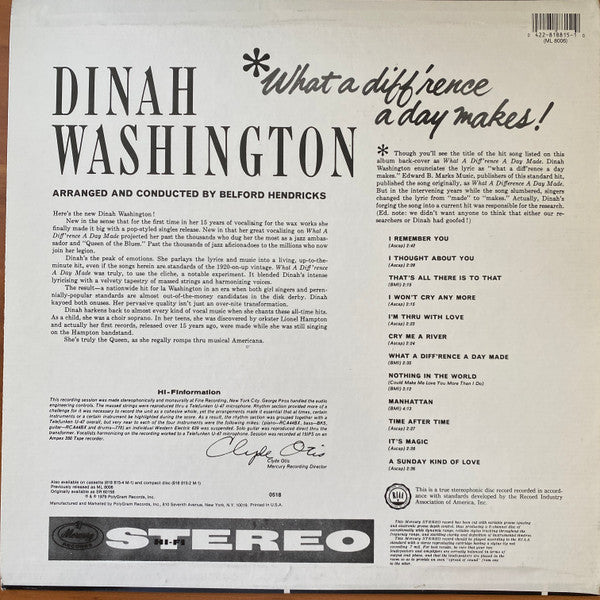 Washington, Dinah - What A Diff'rence A Day Makes! (Vinyl, VG+) (Vinyl LP)