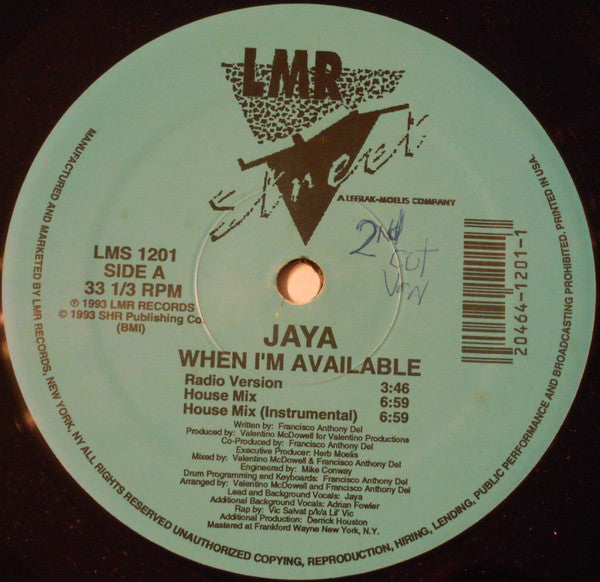 Jaya  - When I'm Available (VG+) (Vinyl LP)