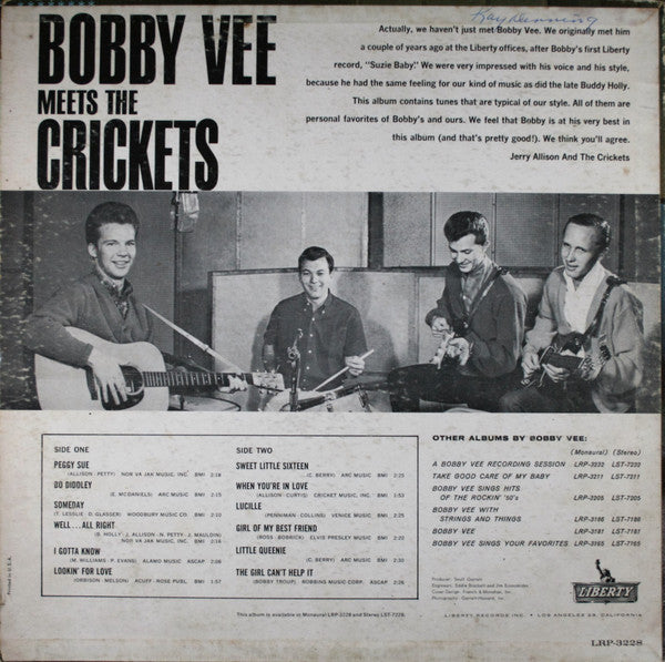 Vee, Bobby Meets The Crickets  - Bobby Vee Meets The Crickets (VG) (Vinyl LP)