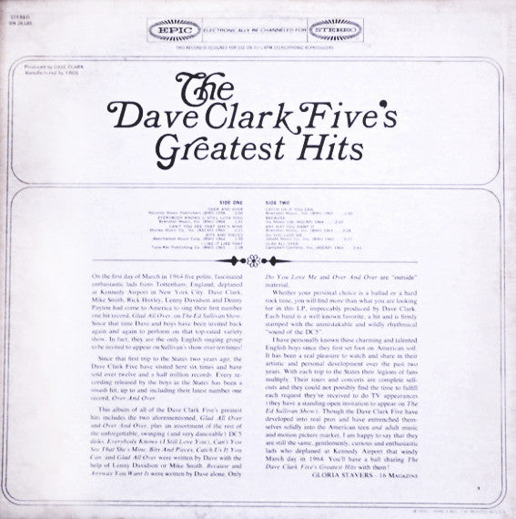 Clark, Dave Five - The Dave Clark Five's Greatest Hits (VG+) (Vinyl LP)