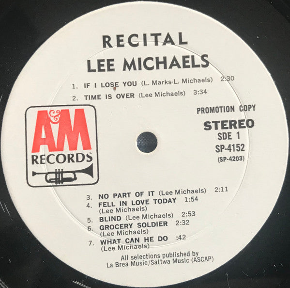 Michaels, Lee - Recital (VG) (Vinyl LP)