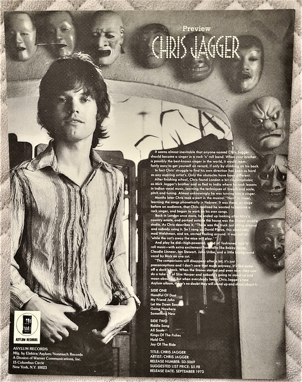 Jagger, Chris - Chris Jagger (VG+) (Vinyl LP)