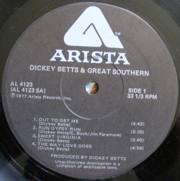 Betts, Dickey & Great Southern - Dickey Betts & Great Southern (VG+) (Vinyl LP)