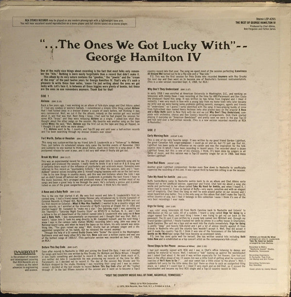 Hamilton IV, George - The Best Of George Hamilton IV (VG+) (Vinyl LP)
