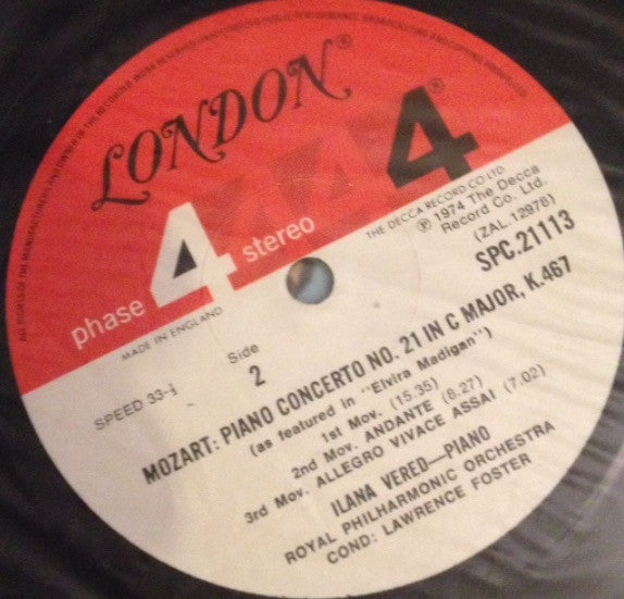 Vered, Ilana - Yellow River Concerto / Mozart: Piano Concerto No. 21 In C Major K 467 (Vinyl, VG+) (Vinyl LP)