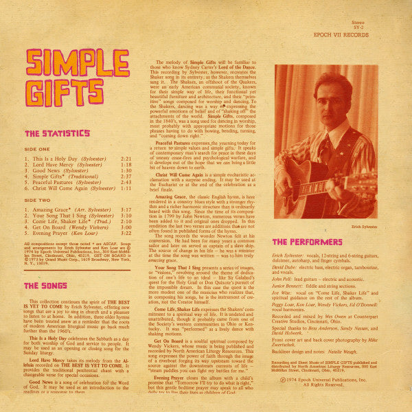Sylvester, Erich  - Simple Gifts (VG) (Vinyl LP)