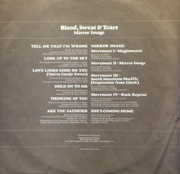 Blood, Sweat & Tears - Mirror Image (VG+) (Vinyl LP)