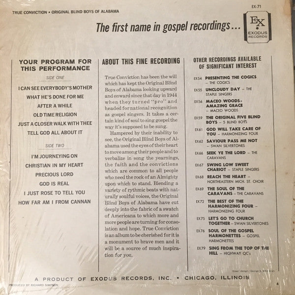 Original Blind Boys Of Alabama - True Convictions (Vinyl, VG) (Vinyl LP)
