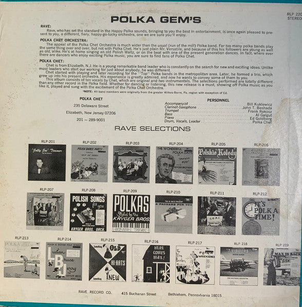 Polka Chet And His Orchestra - Polka Gems (NM or M-) (Vinyl LP)