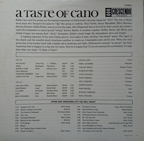 Cano, Eddie & His Piano, Orchestra & Chorus - A Taste Of Cano (VG+) (Vinyl LP)
