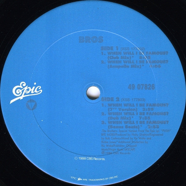 Bros - When Will I Be Famous? (VG+) (Vinyl LP)