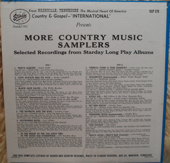 Various - More Country Music Samplers (VG) (Vinyl LP)