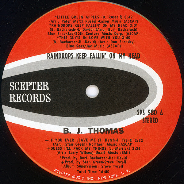 Thomas, B.J. - Raindrops Keep Fallin' On My Head (VG) (Vinyl LP)