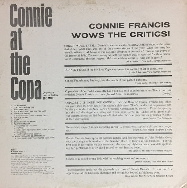 Francis, Connie - At The Copa (VG+) (Vinyl LP)