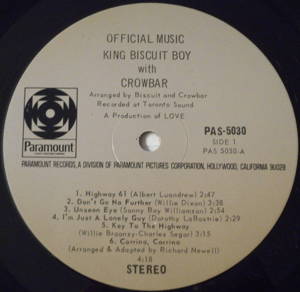 King Biscuit Boy with Crowbar  - Official Music (NM or M-) (Vinyl LP)