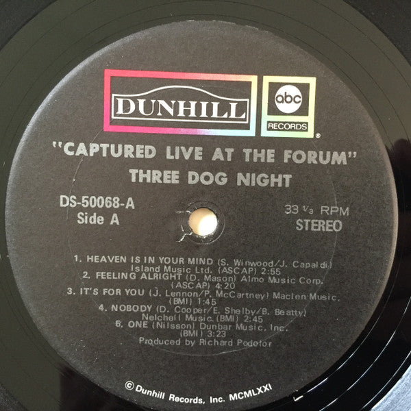 Three Dog Night - Captured Live At The Forum (VG+) (Vinyl LP)