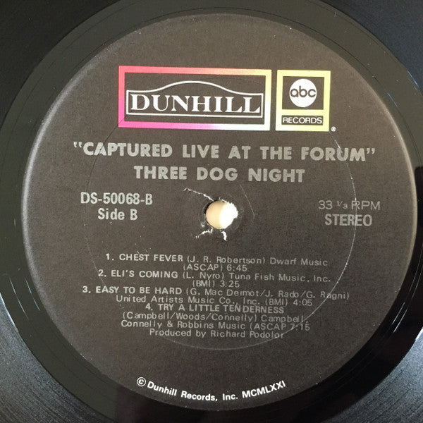 Three Dog Night - Captured Live At The Forum (VG+) (Vinyl LP)