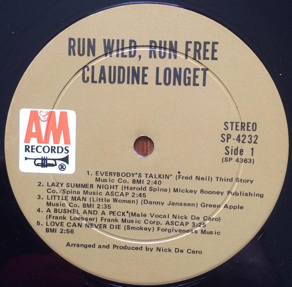 Longet, Claudine - Run Wild, Run Free (Vinyl, VG) (Vinyl LP)