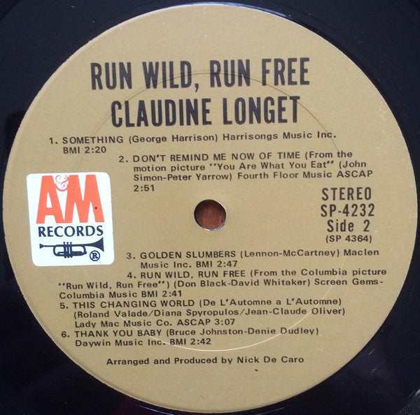 Longet, Claudine - Run Wild, Run Free (Vinyl, VG) (Vinyl LP)