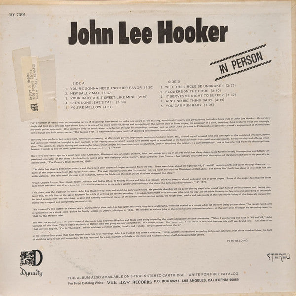 Hooker, John Lee - In Person (Vinyl, VG+) (Vinyl LP)