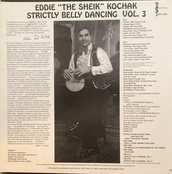 Kochak, Eddie "The Sheik" - Strictly Belly Dancing Vol. 3 (Vinyl, VG) (Vinyl LP)