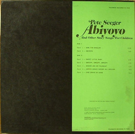 Seeger, Pete - Abiyoyo & Other Story Songs For Children By Pete Seeger (VG+) (Vinyl LP)