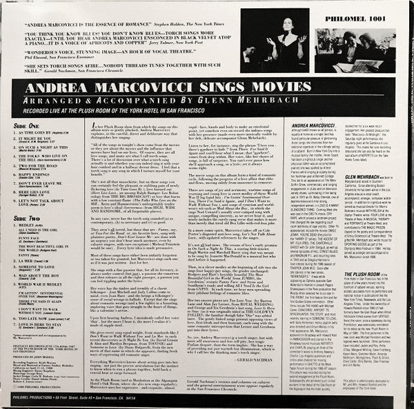 Marcovicci, Andrea - Andrea Marcovicci Sings Movies (VG+) (Vinyl LP)
